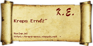 Kreps Ernő névjegykártya